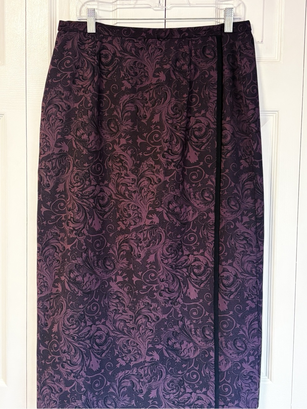 Vintage Talbots Dark Purple Floral Paisley Print Wrap Maxi Skirt 12P